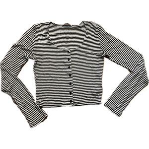 Express Black And White Striped Cropped Long Sleeve Women’s Size M